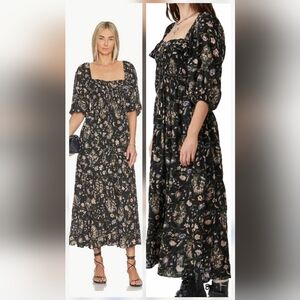 Free People Floral Midi To Maxi Dress Size Large Cottagecore Cotton Sundress